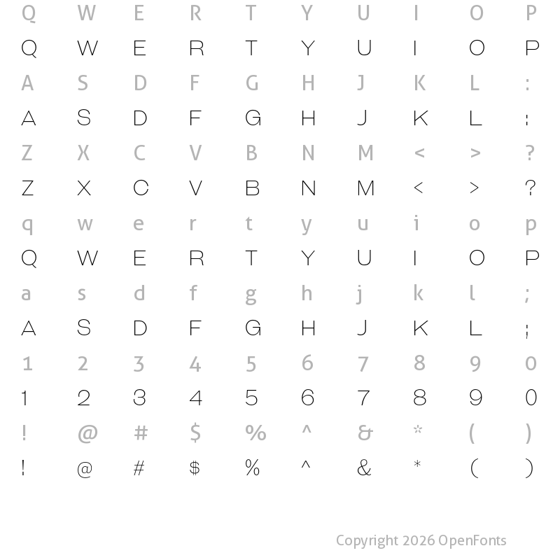 Character Map of Galderglynn Titling ExtraLight