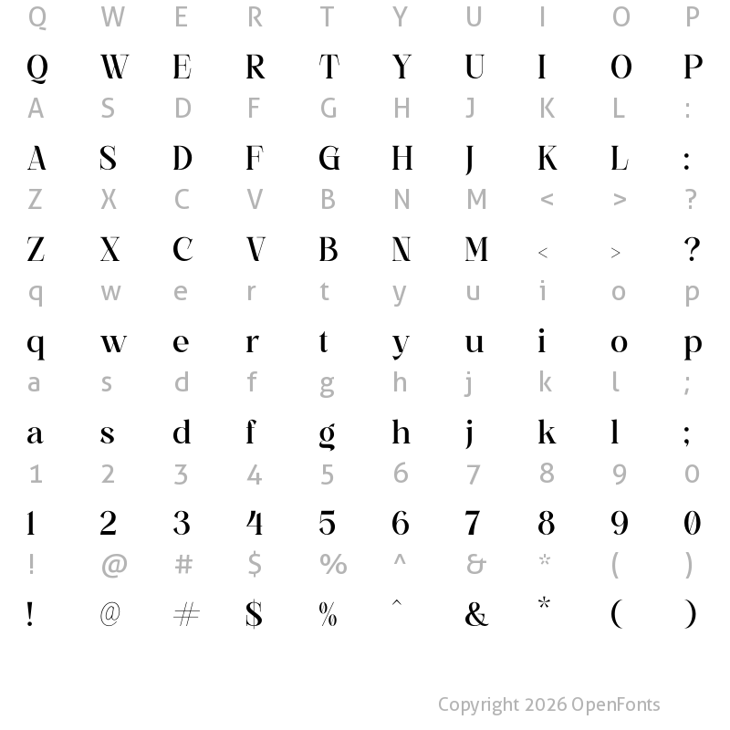 Character Map of Galgine Regular