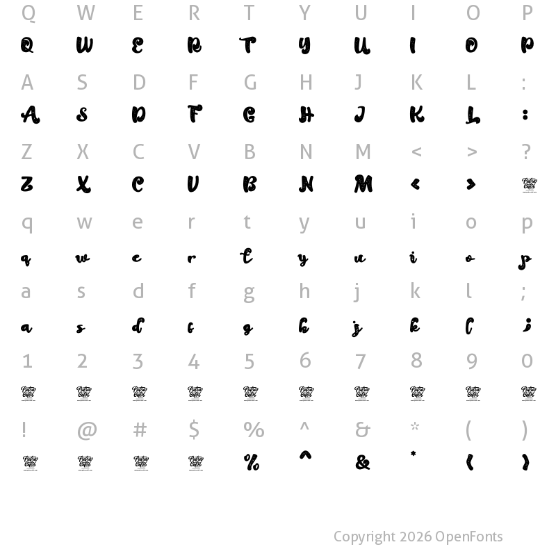 Character Map of Galleria Vintage Texture