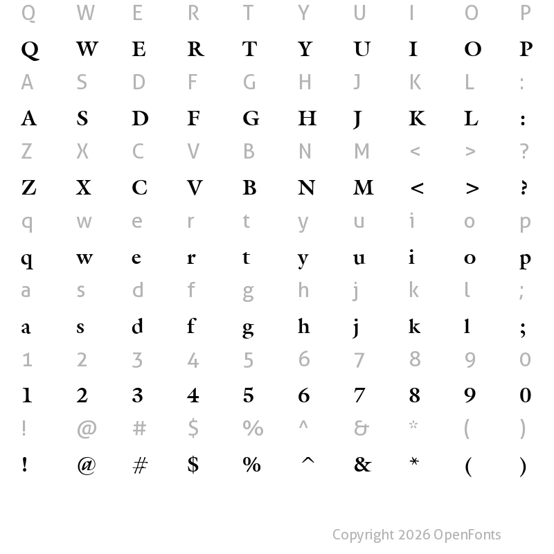 Character Map of Galliard BT Bold