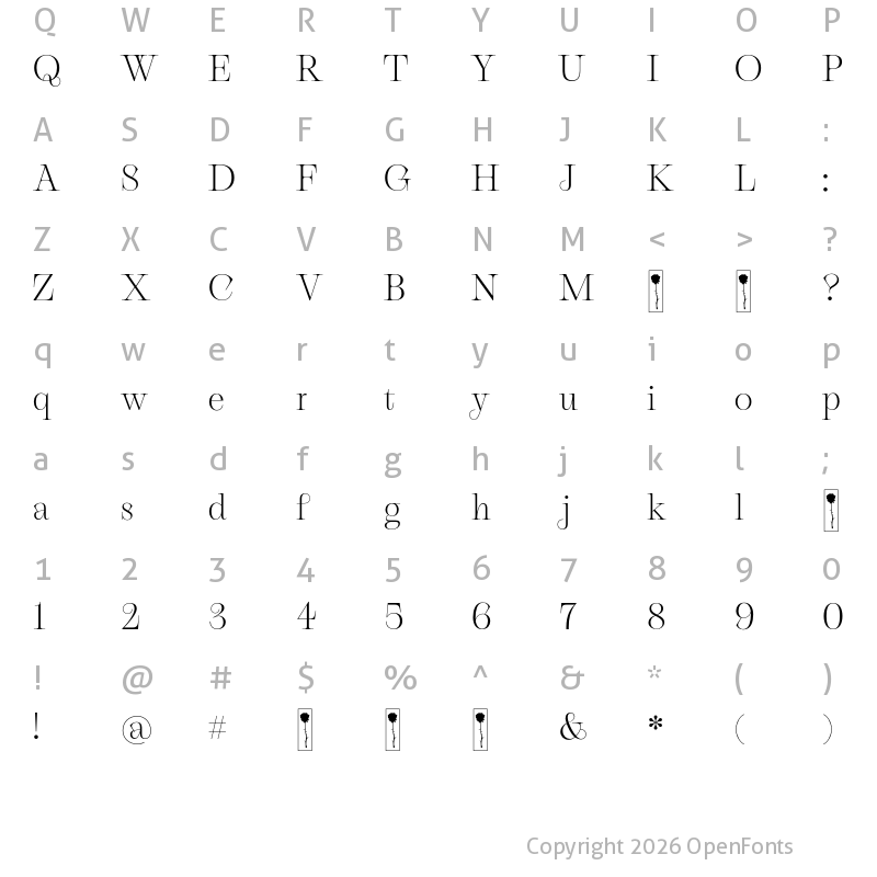 Character Map of Gallique Light