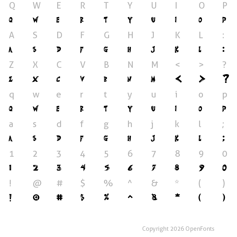 Character Map of Game Over Regular