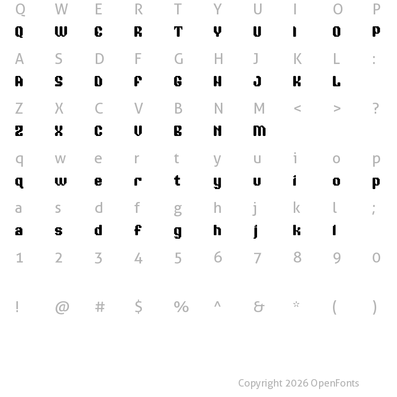 Character Map of Game Paused DEMO Regular