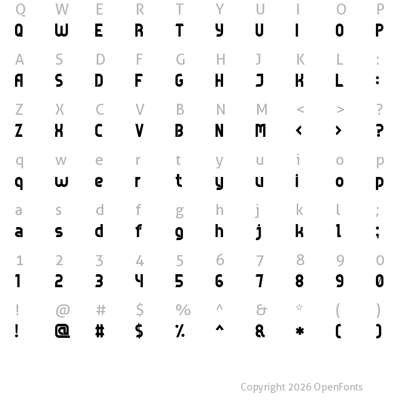 Character Map of Game Sans Serif 7 Regular