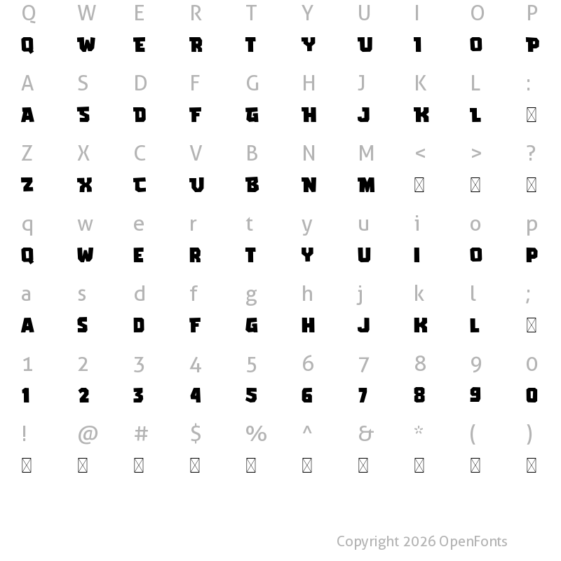 Character Map of GAMERIA Regular