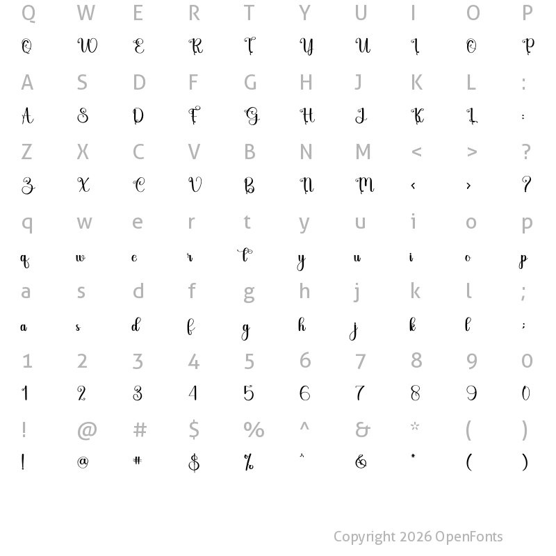 Character Map of Ganbate Regular