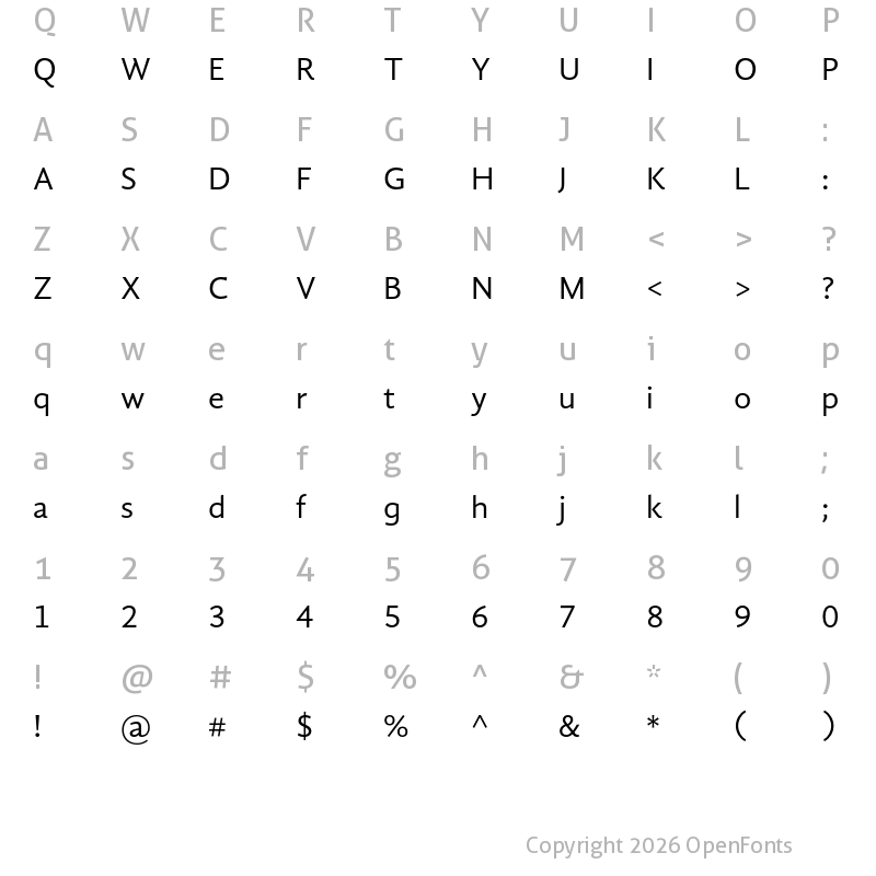 Character Map of Gandhi Sans Regular