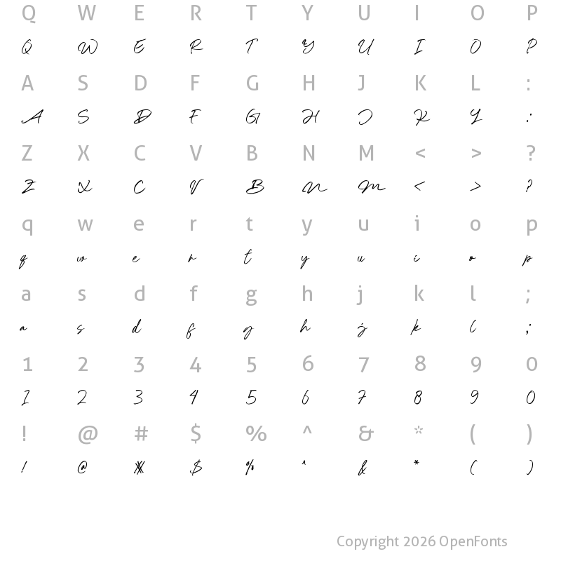 Character Map of Gangsal Welas Regular