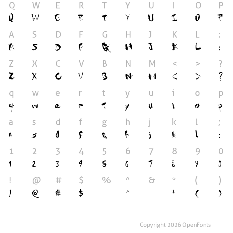 Character Map of gantz font gantz font