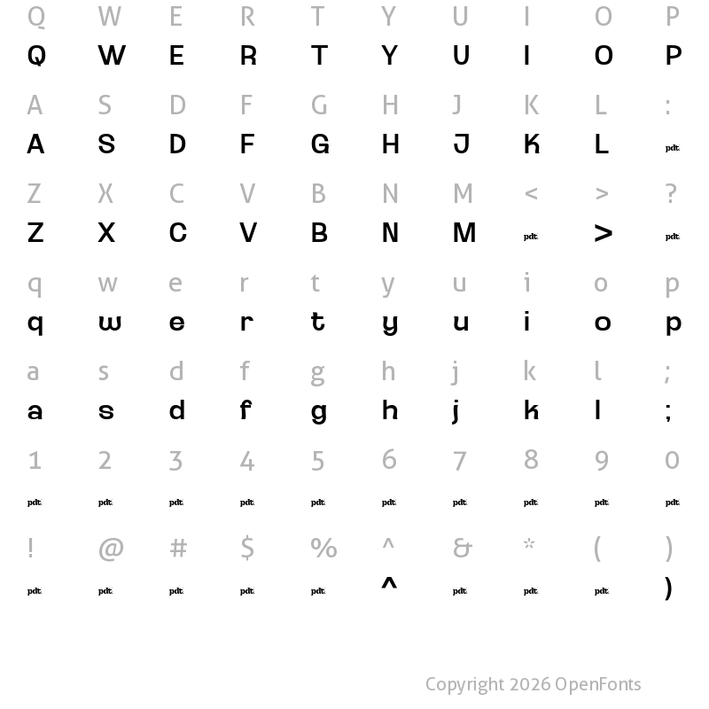Character Map of Ganyota Personal use Medium