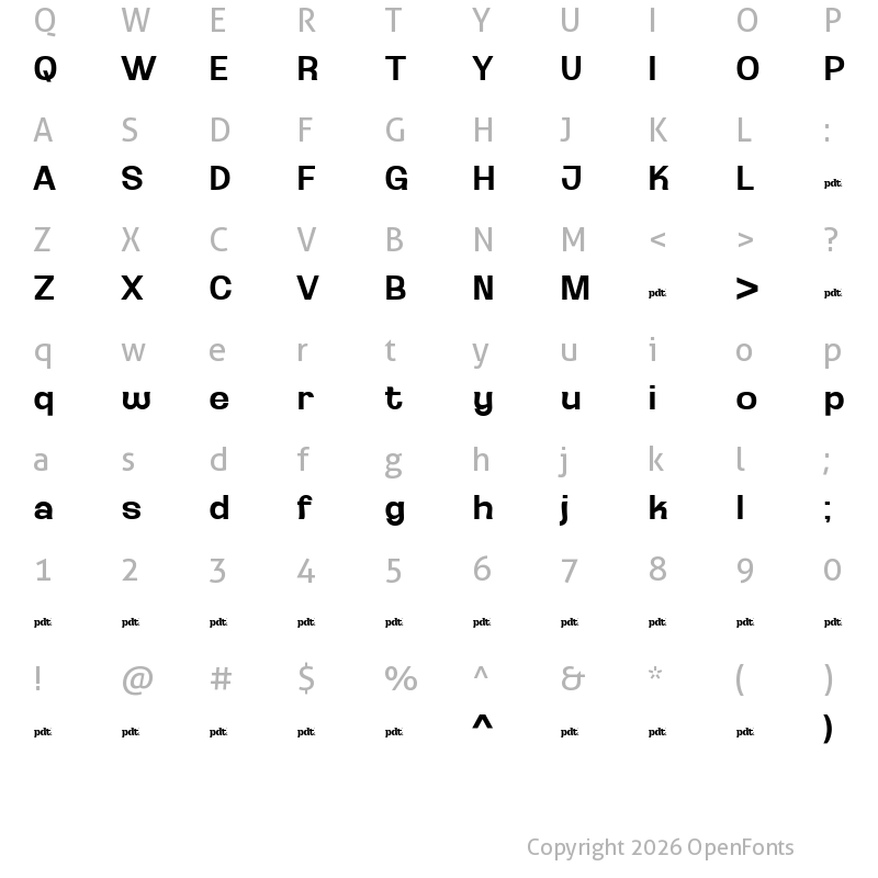 Character Map of Ganyota Personal use Semi Bold