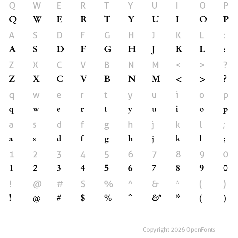 Character Map of Garamond Libre Bold