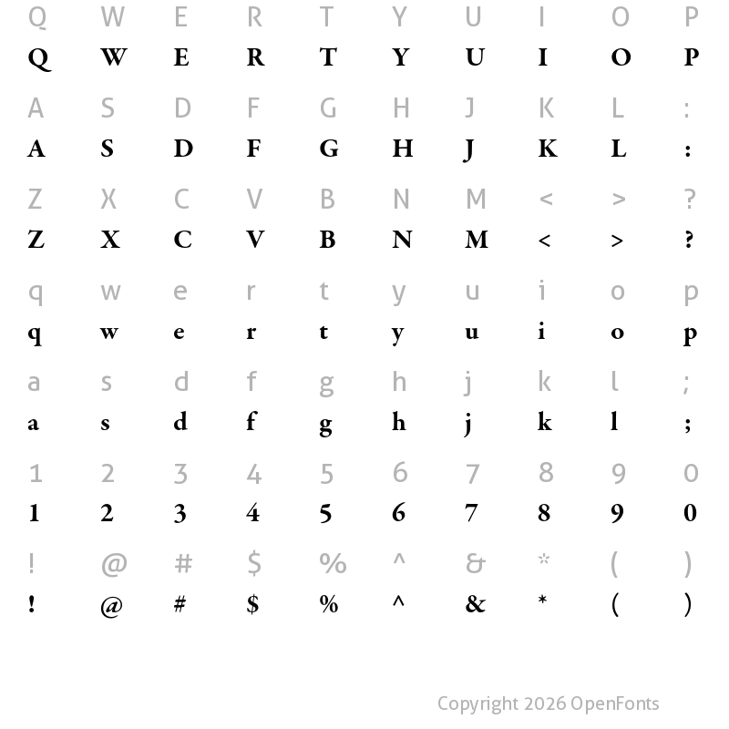 Character Map of Garamond Premier Pro Bold