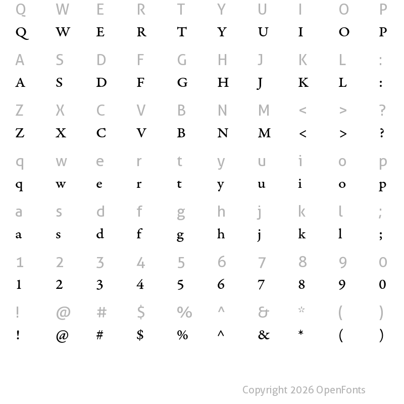 Character Map of Garamond Premier Pro Caption Medium