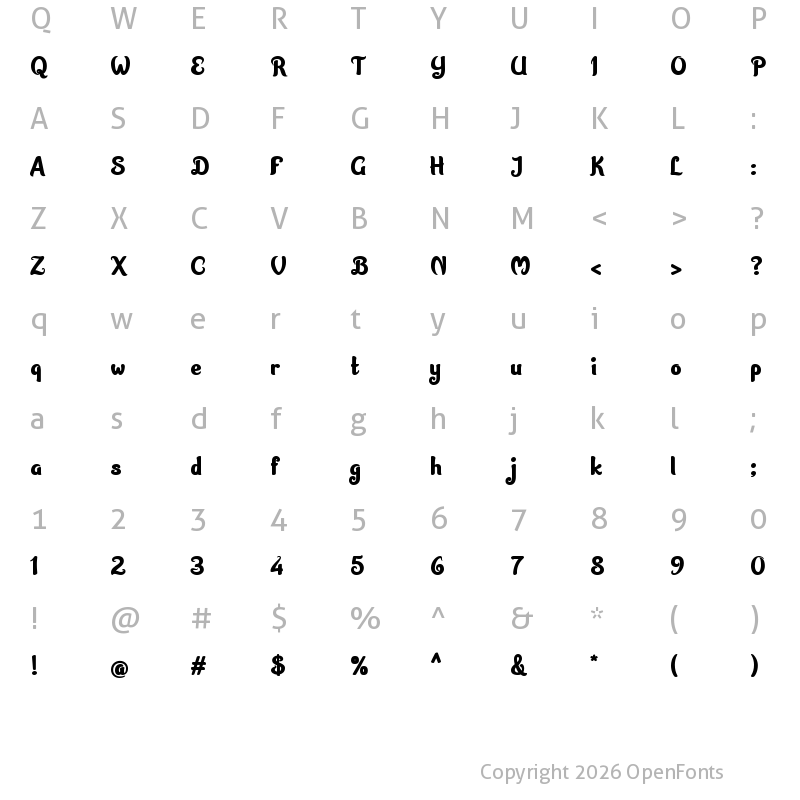 Character Map of Garden Sans Regular