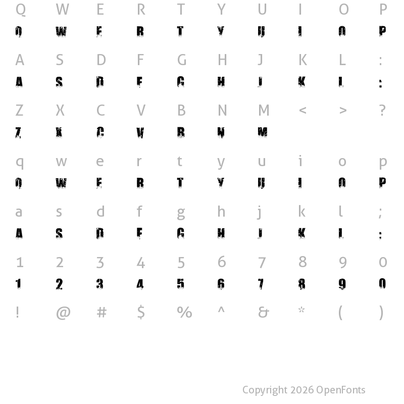 Character Map of Gardiendherbev2 Regular