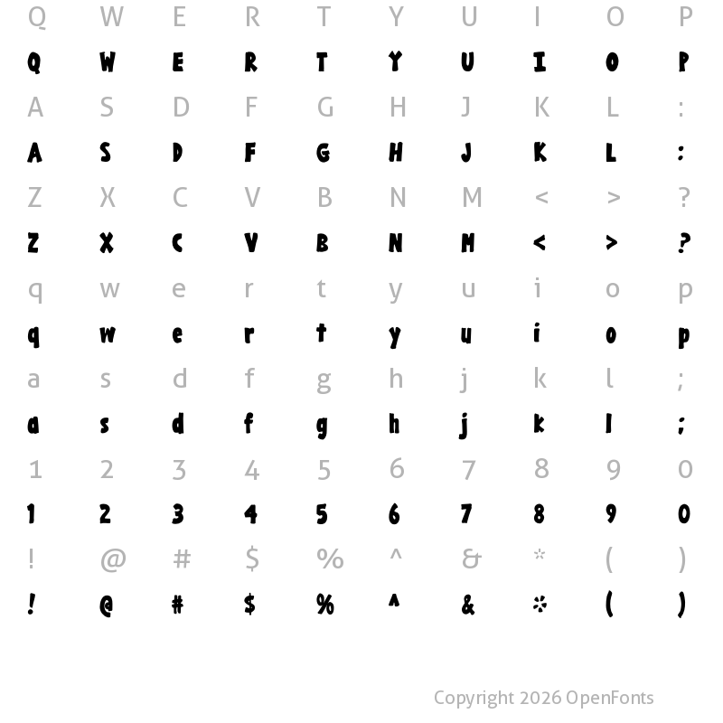 Character Map of Gargle Condensed Bold