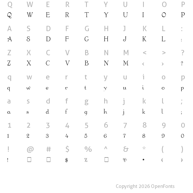 Character Map of Garton Medium