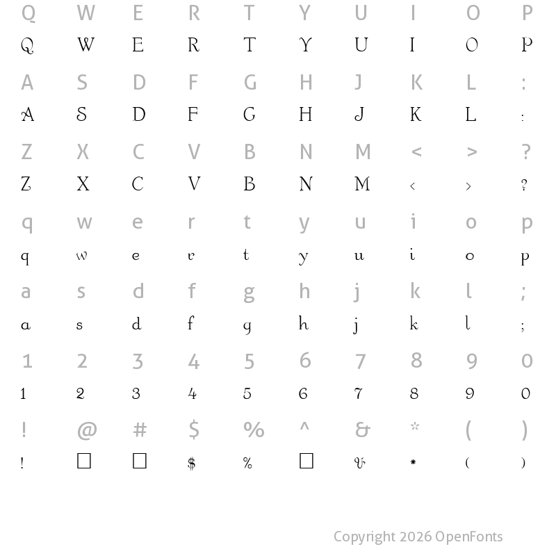 Character Map of Garton Normal