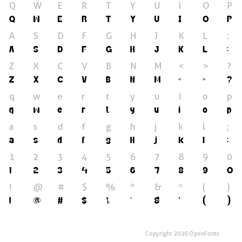 Character Map of Gaseno Bold