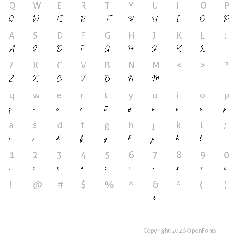 Character Map of Gastela Regular