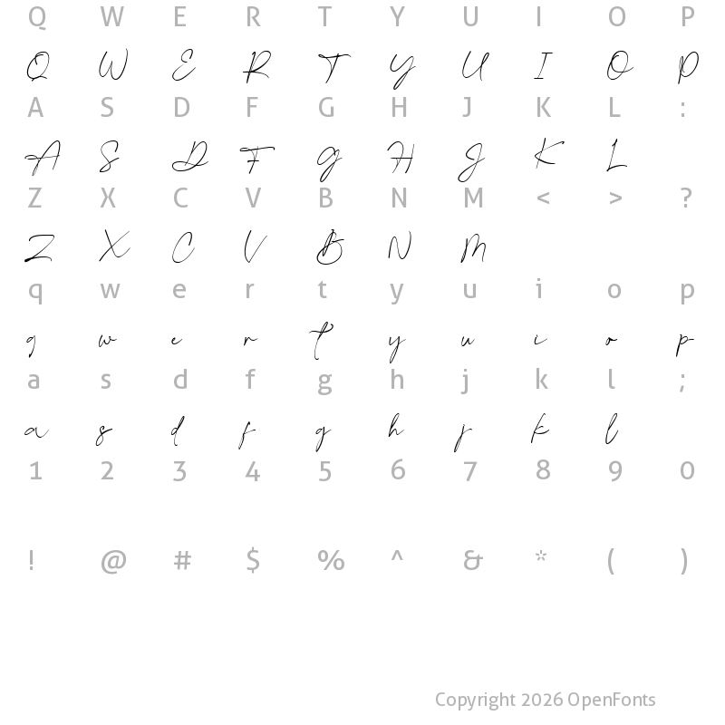 Character Map of Gatha Script Regular