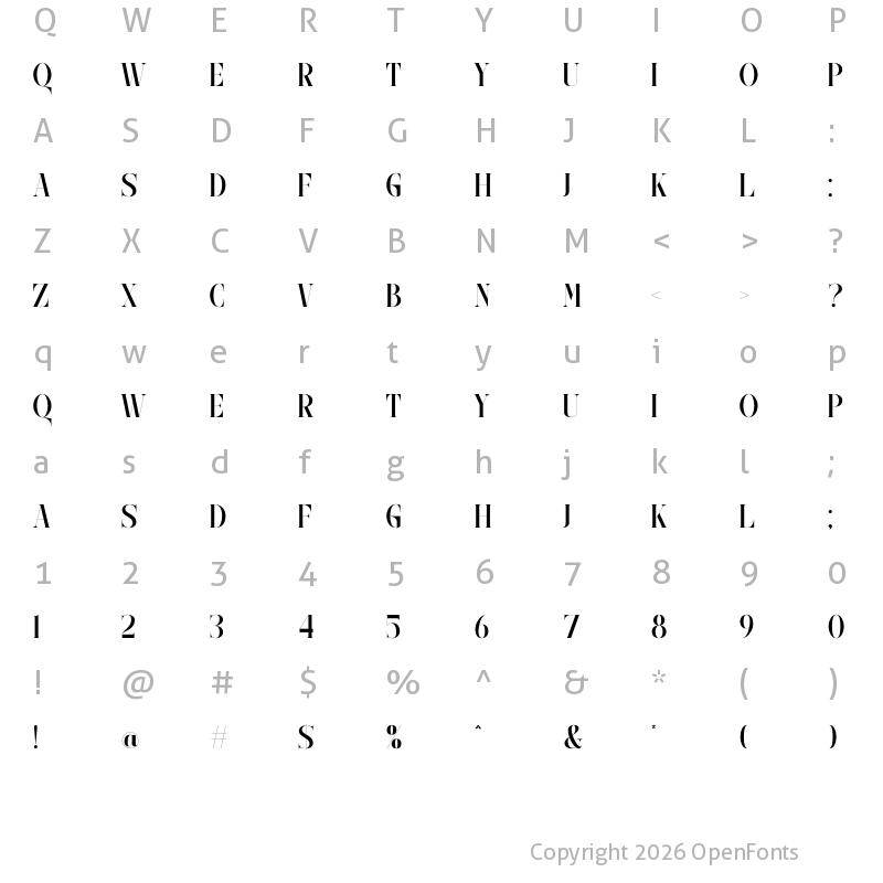Character Map of Gatheraz Regular