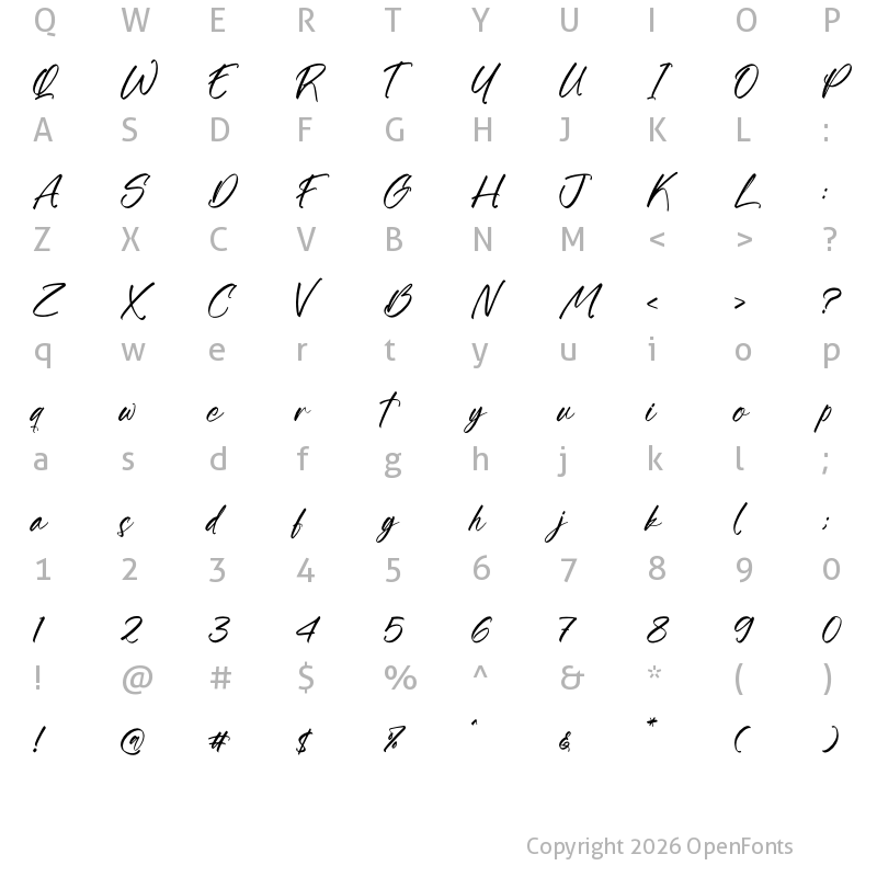 Character Map of Gatmoley Regular