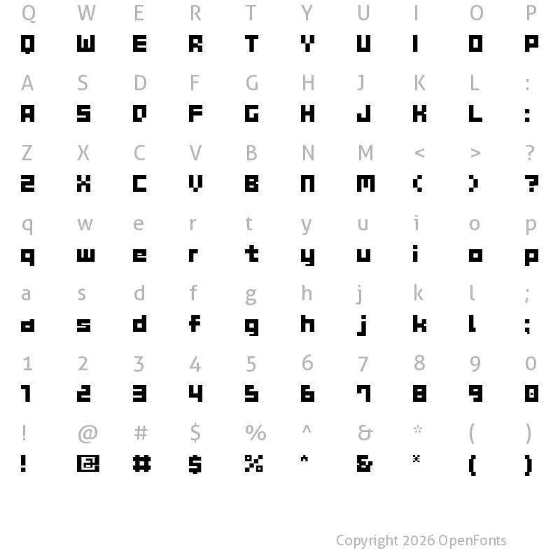 Character Map of GAU_font_cube_B Regular