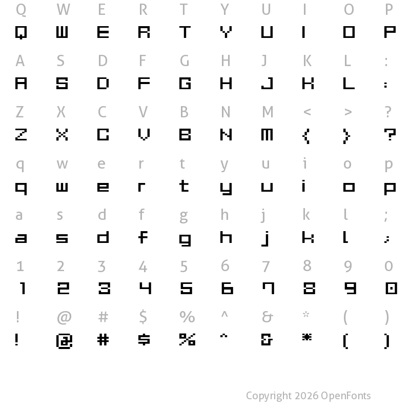 Character Map of GAU_font_cube_R Regular