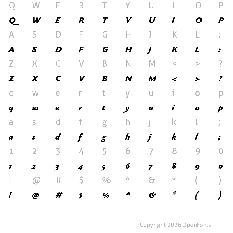 Character Map of Gaultier Black Italic