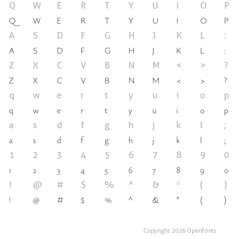 Character Map of Gaultier UltraLight