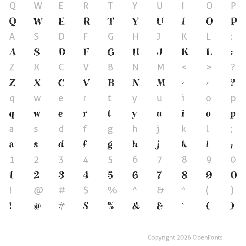 Character Map of Gavabon Regular