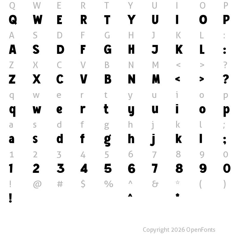 Character Map of Gayo Land Regular