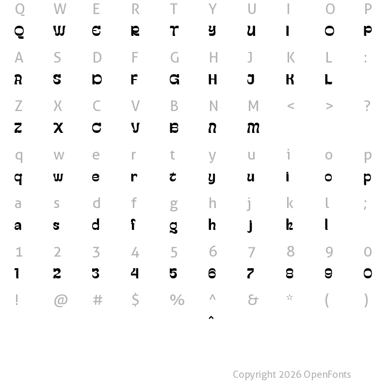 Character Map of Gayo Wine Demo Regular