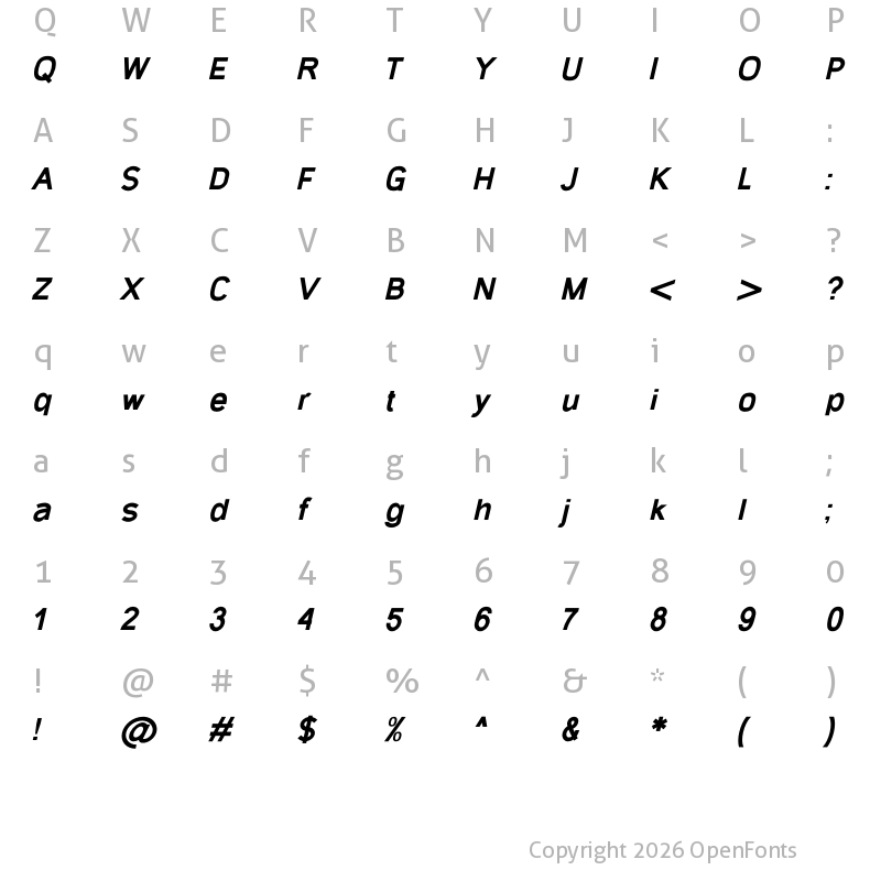 Character Map of Gecade Bold Italic