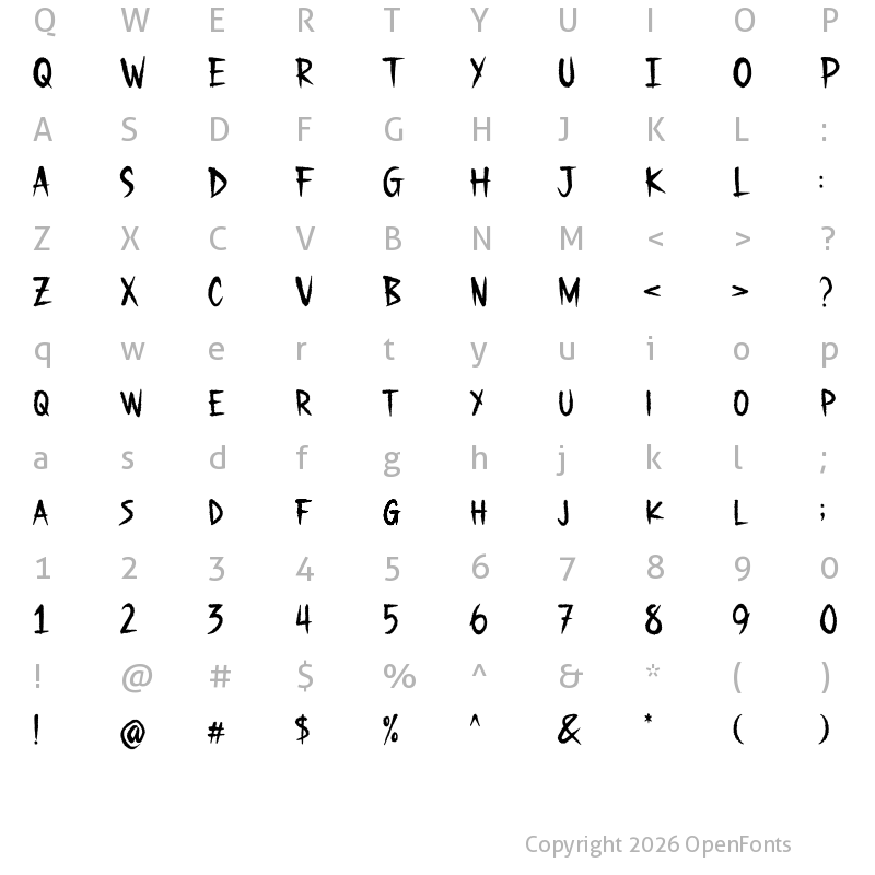 Character Map of Gecko Moria Demo Regular