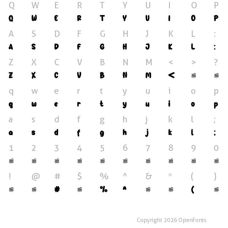 Character Map of Gefuh Personal Use Bold