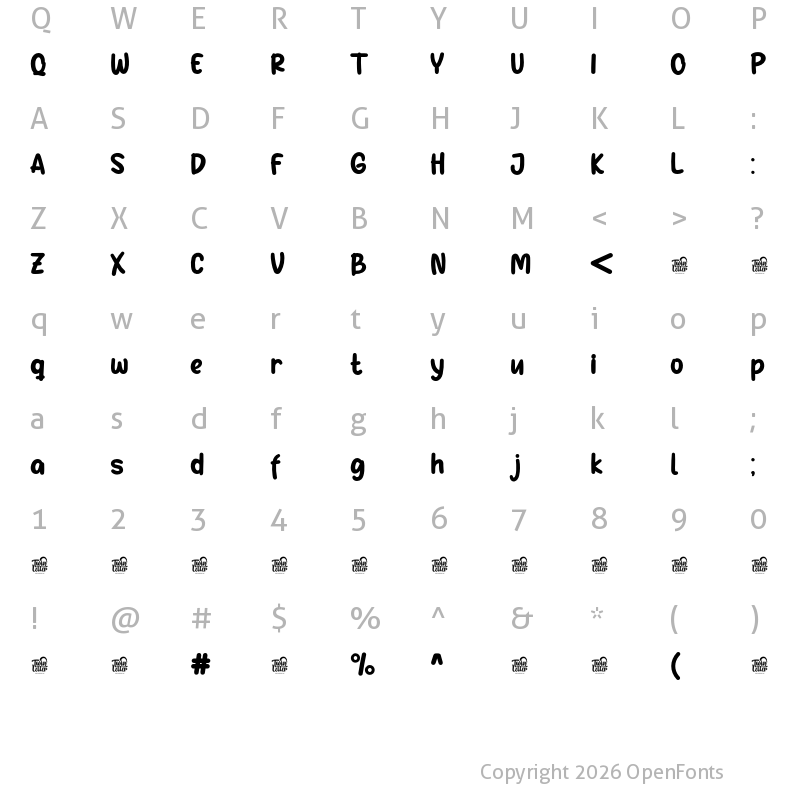 Character Map of Gefuh Personal Use Regular