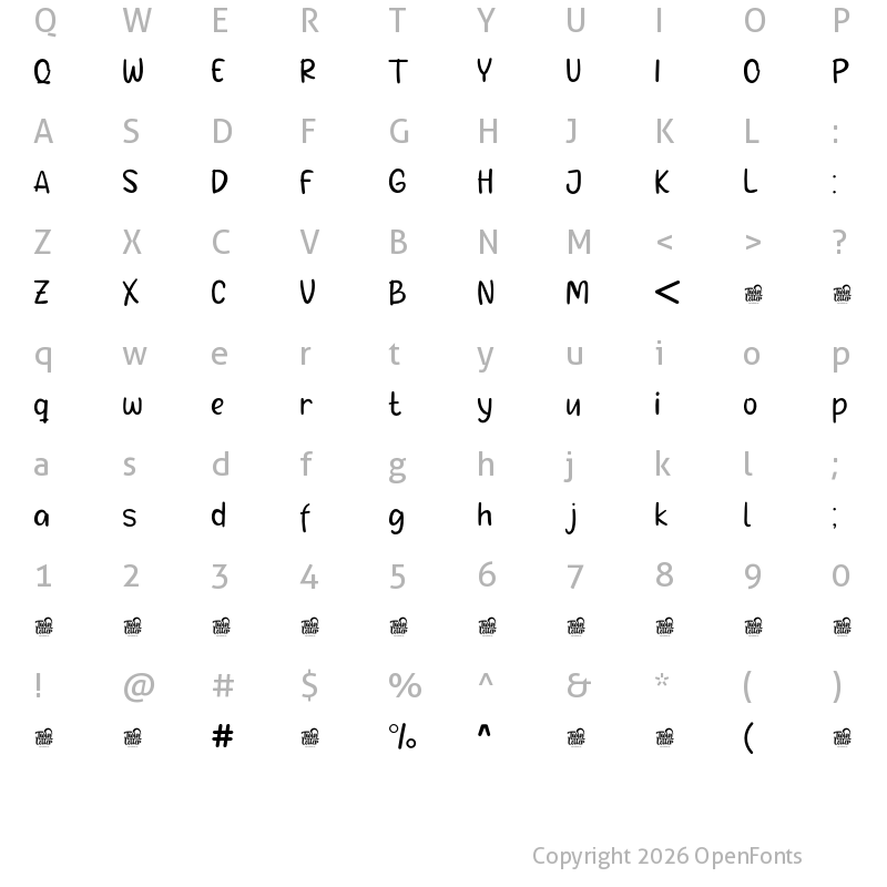 Character Map of Gefuh Personal Use Thin