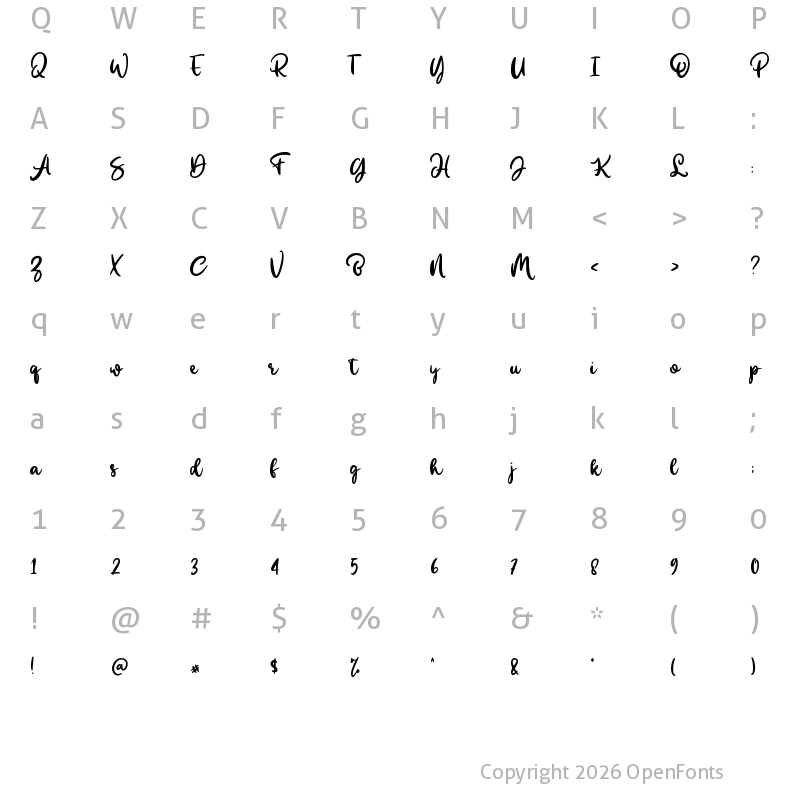 Character Map of Gelico Milk Regular
