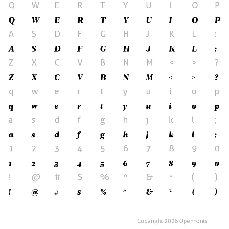 Character Map of Geller Headline Black Italic