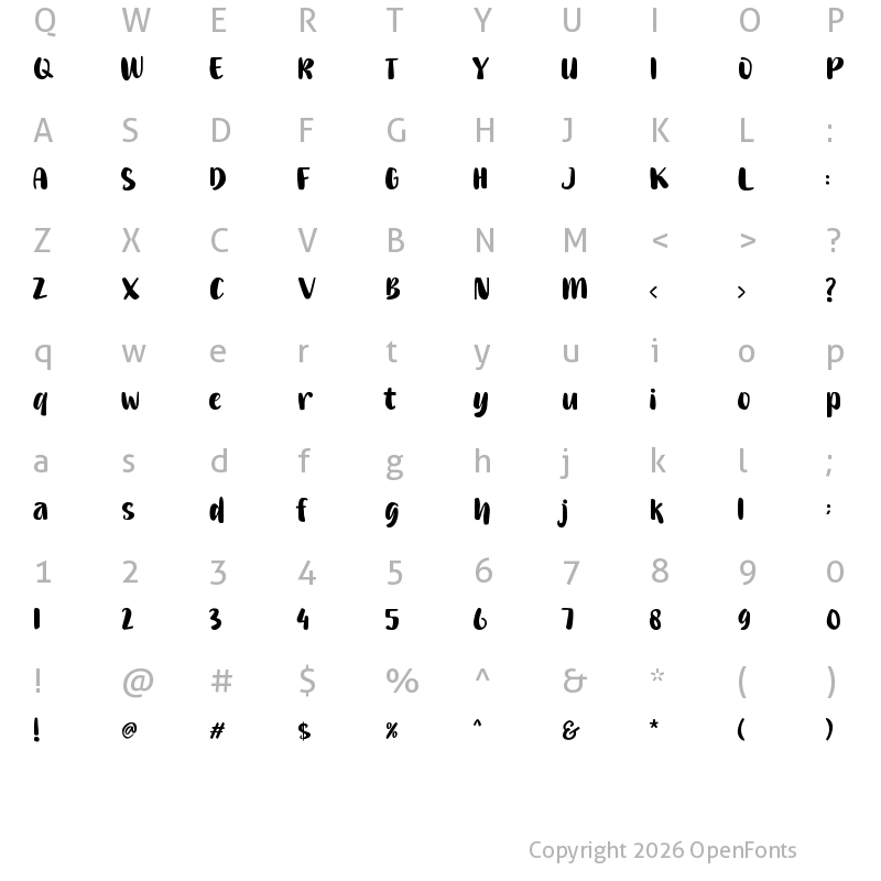 Character Map of Gembulla Regular