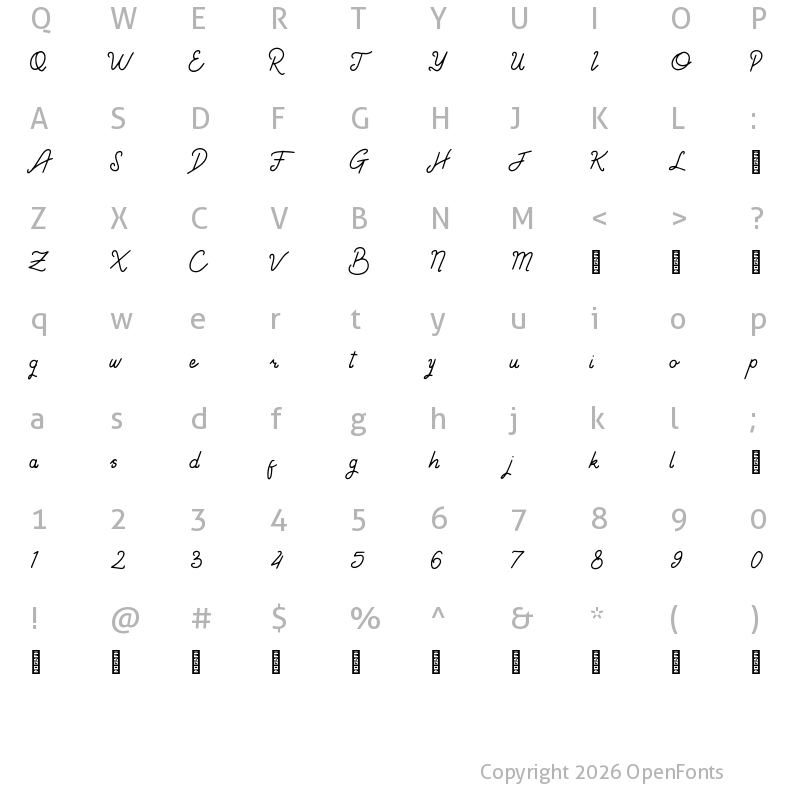 Character Map of Gendhisan Personal Use Regular
