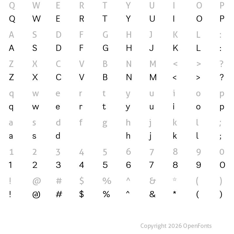 Character Map of generisch-sans-regular sans-regular