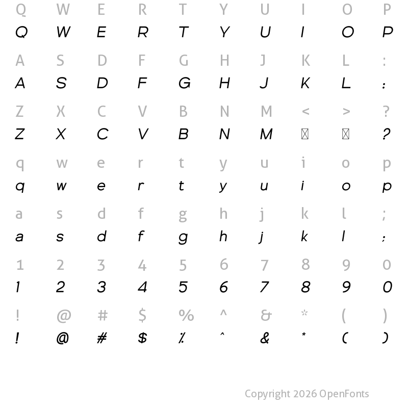Character Map of Genova Italic