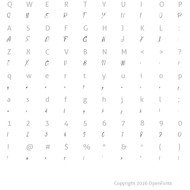 Character Map of Genuine Handmade Regular