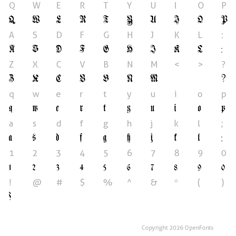 Character Map of Genzsch Et Heyse Regular