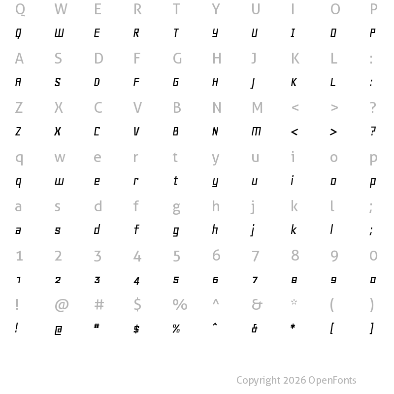 Character Map of Geo Oblique