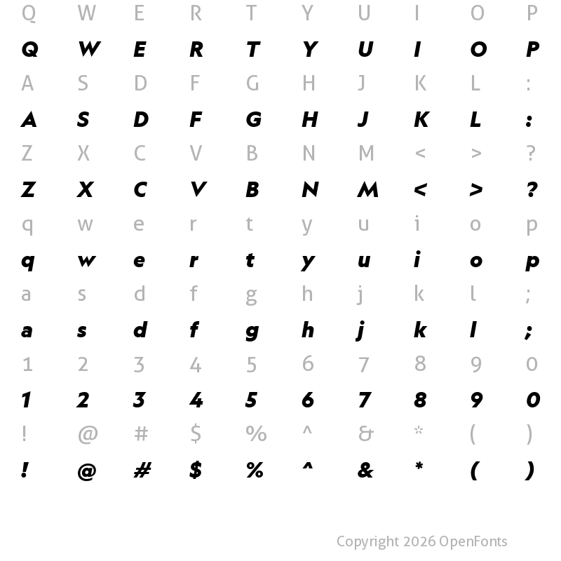 Character Map of Geograph Black Italic